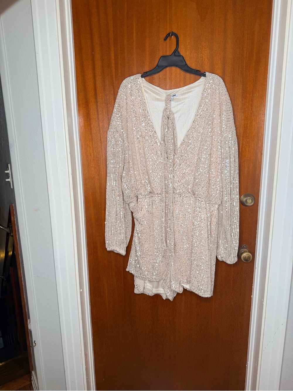 Fashion Nova Champagne Sequin Romper